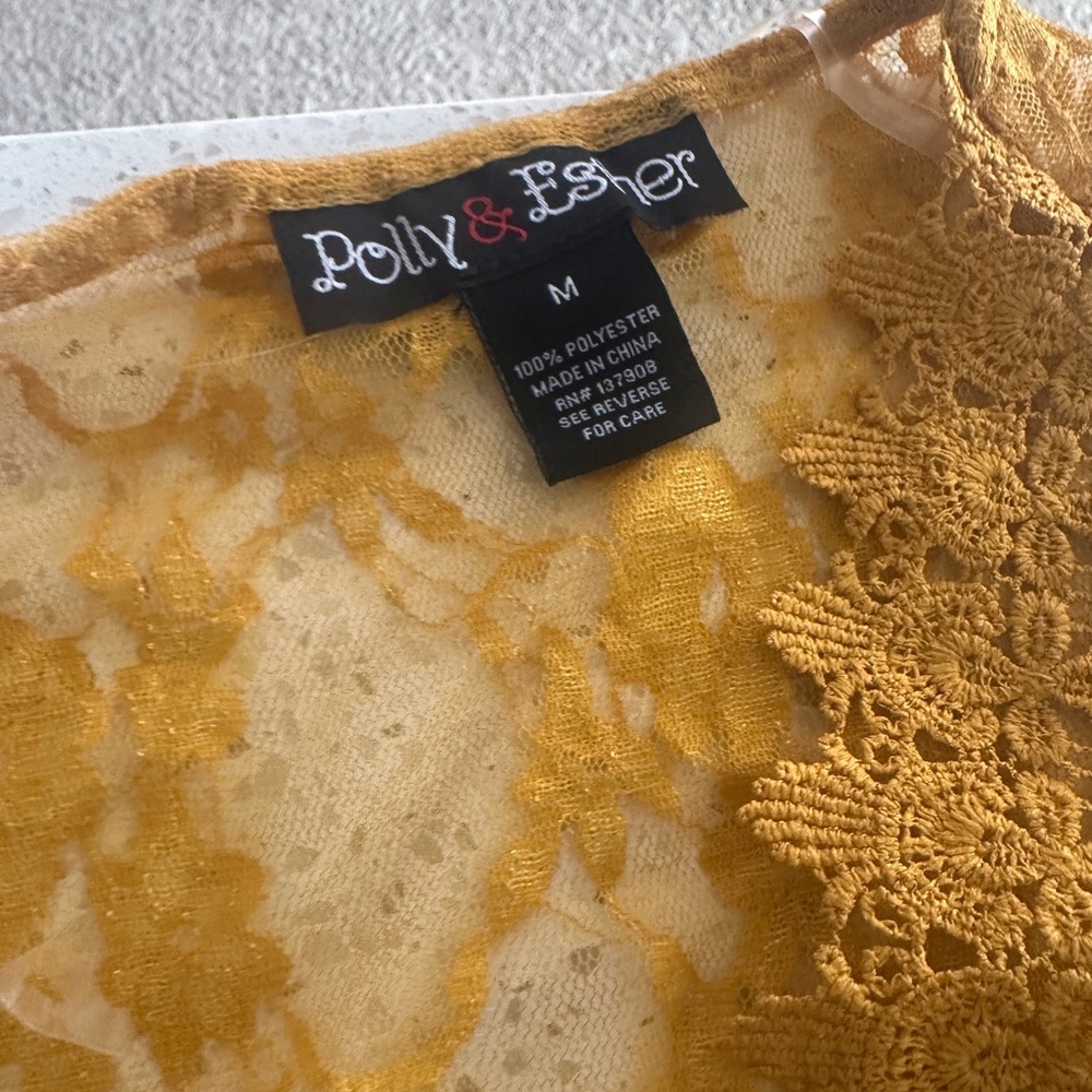 Polly & Esther Mustard Lace Blouse